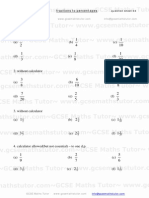 Fractions To Percentages Worksheet From GCSE Maths Tutor