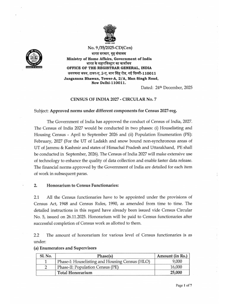 Circular No 07 ORGI 2027 | PDF