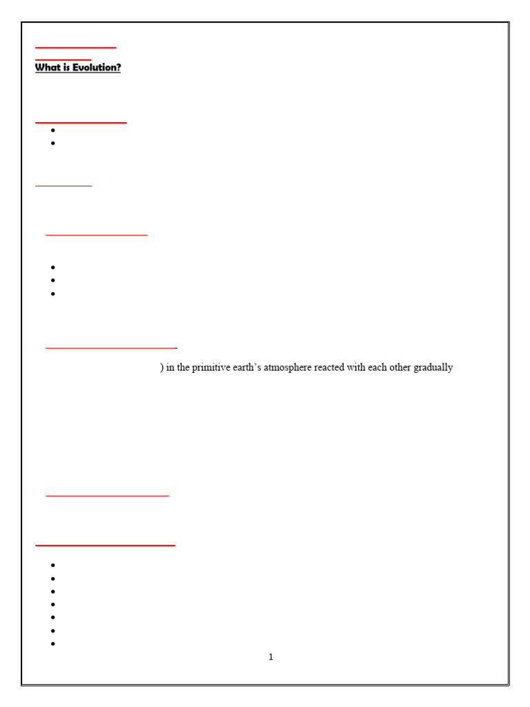 EVOLUTION Notes | PDF | Fossil | Evolution