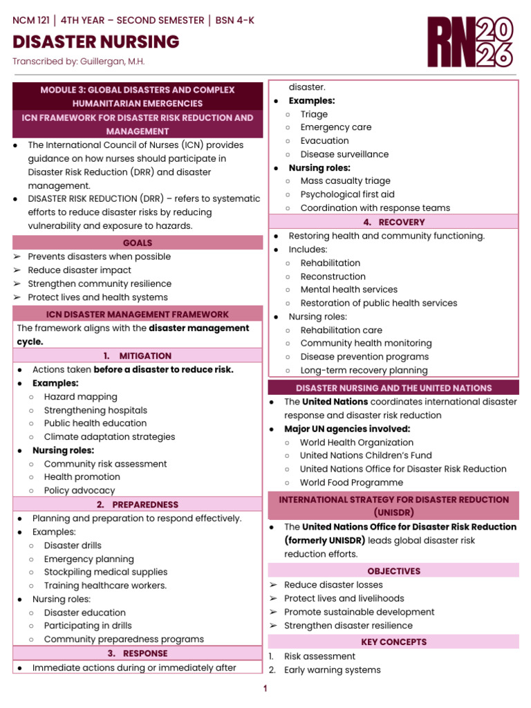 NCM 121 Midterms | PDF | Natural Disasters | Emergency Management