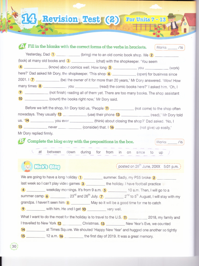 Tenses and Prepositions 5 (Part 3) | PDF