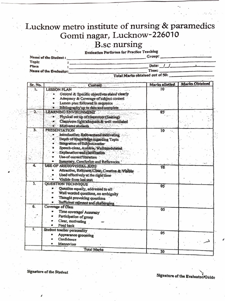 Evaluation Sheet | PDF