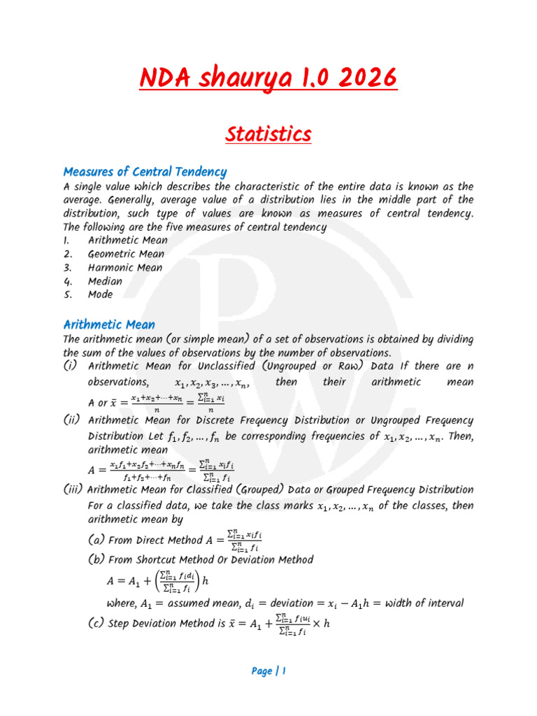 Statistics Handwritten Notes | PDF | Mean | Mode (Statistics)