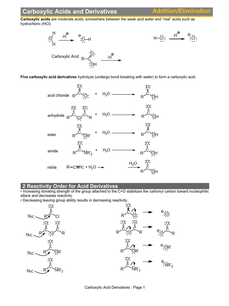 11-Carboxylic Acids and Derivatives-Gapped Lecture Notes-Spring 2026 | PDF