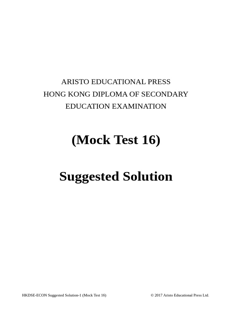 Mock Test 16 Suggested Solution | PDF | Income | Poverty