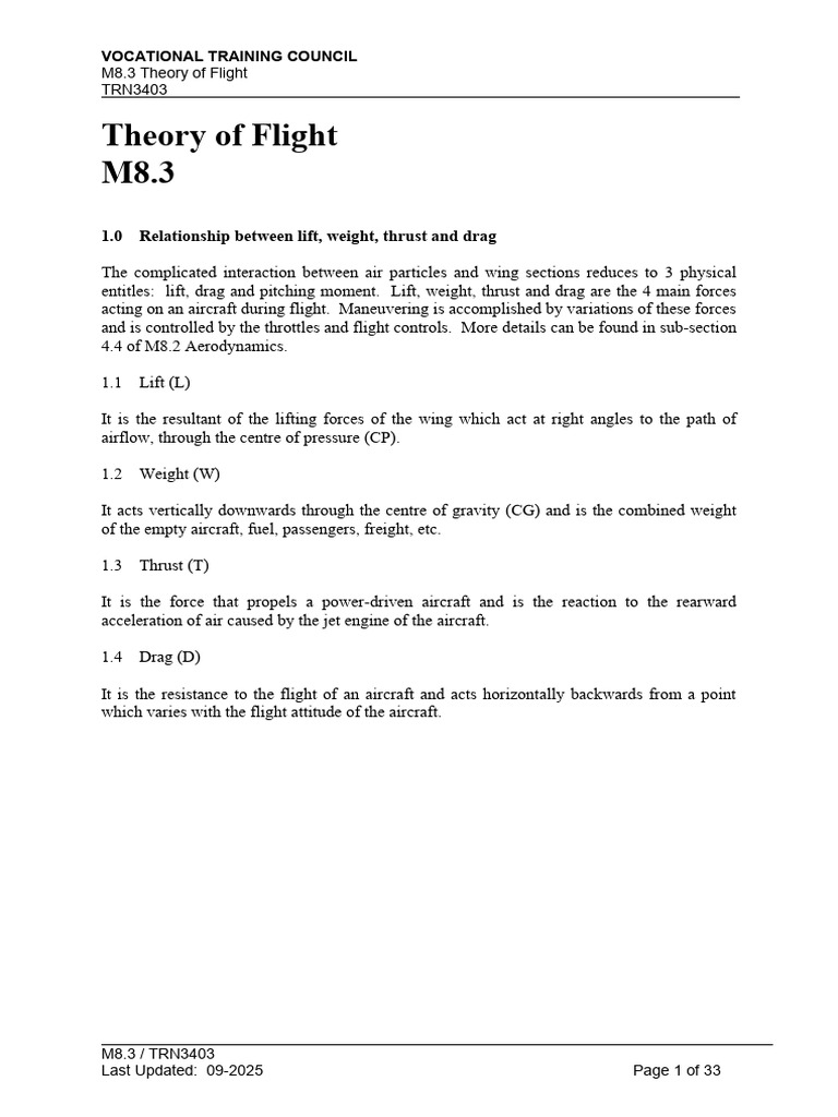 M8.3 Theory of Flight - 2025 | PDF | Flap (Aeronautics) | Lift (Force)