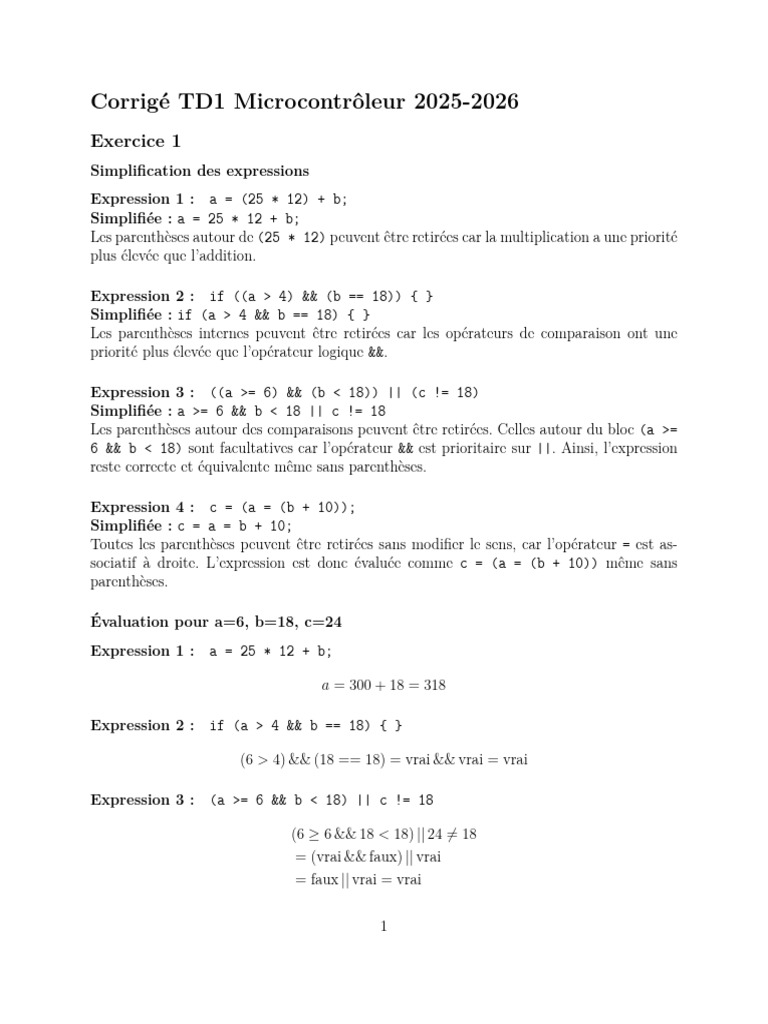 Corrige TD 1 | PDF