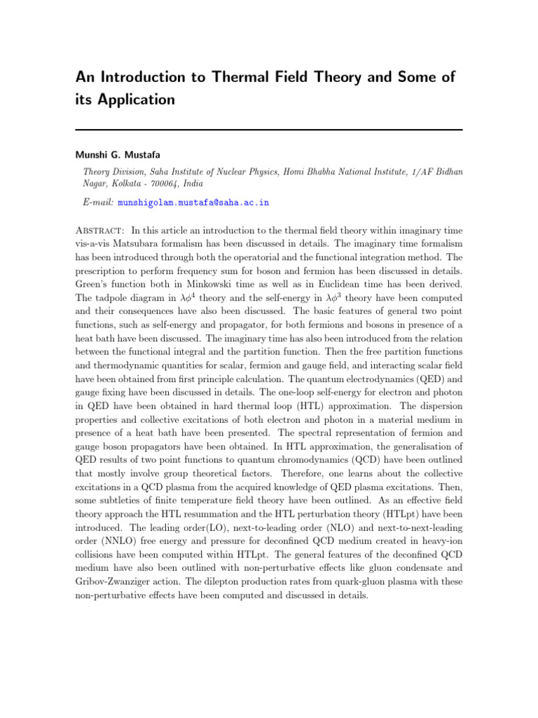 An Introduction To Thermal Field Theory, Mustafa | PDF | Schrödinger ...