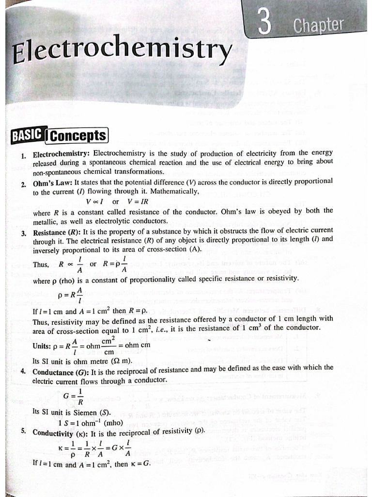 Electrochemistry Short Notes | PDF