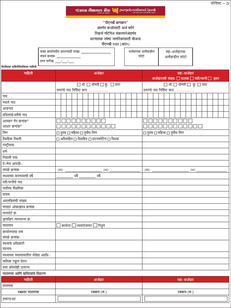 Application Form For PNB Bagban PNB 1193 (R1) - For Check | PDF
