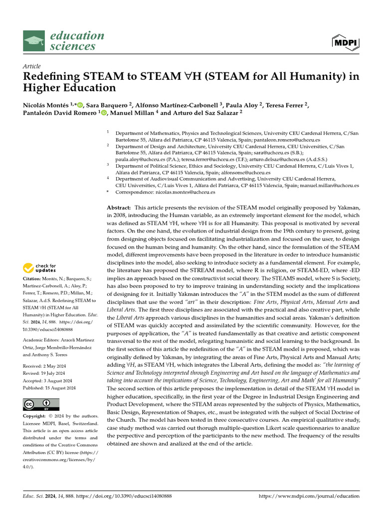 Redefining Steam To Steam H Steam For Al | PDF | Science | The Arts