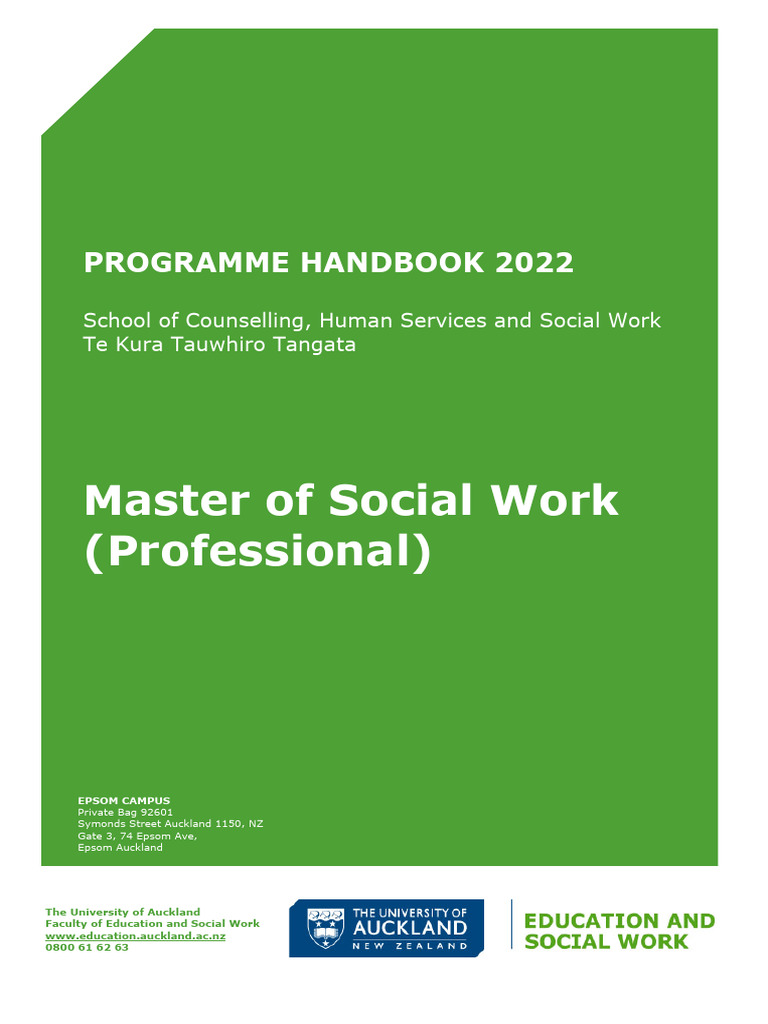MSW - Prof 2022 Programme Handbook - Final | PDF | Academic Degree ...