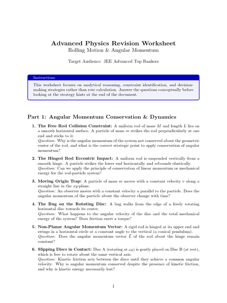 Advanced Rotation Question | PDF | Rotation Around A Fixed Axis ...