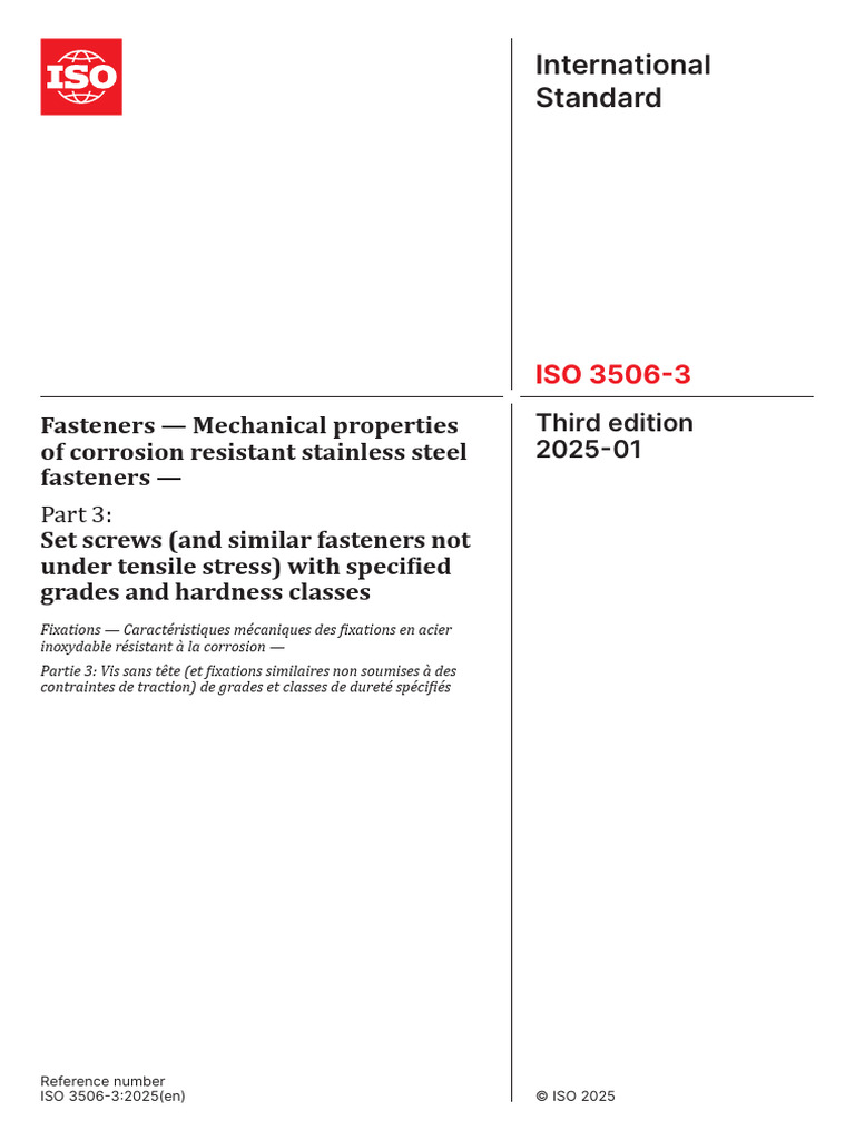 Iso 3506-3-2025 | PDF | Stainless Steel | Steel