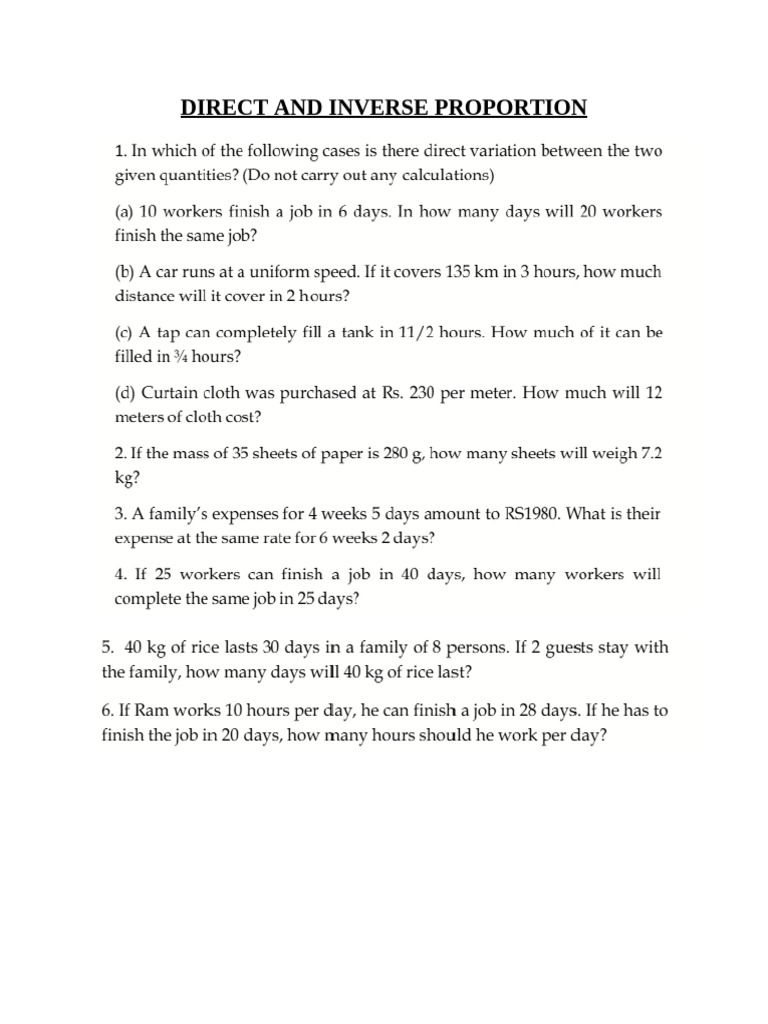 Direct and Inverse Proportion | PDF