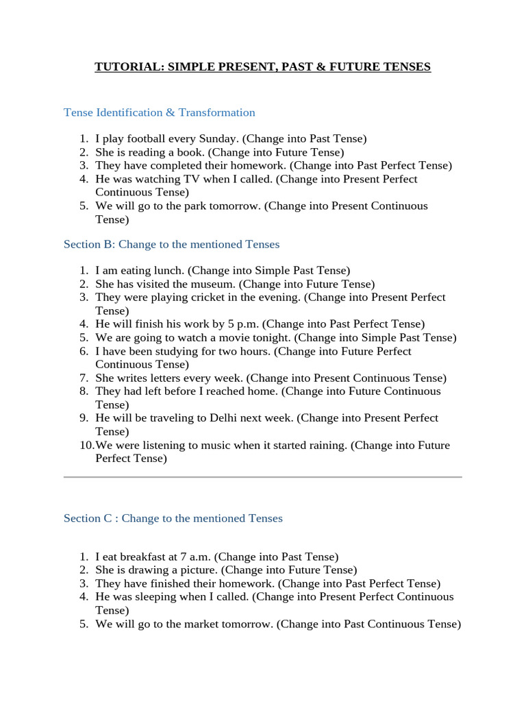 Class 8 Tenses Notes | PDF