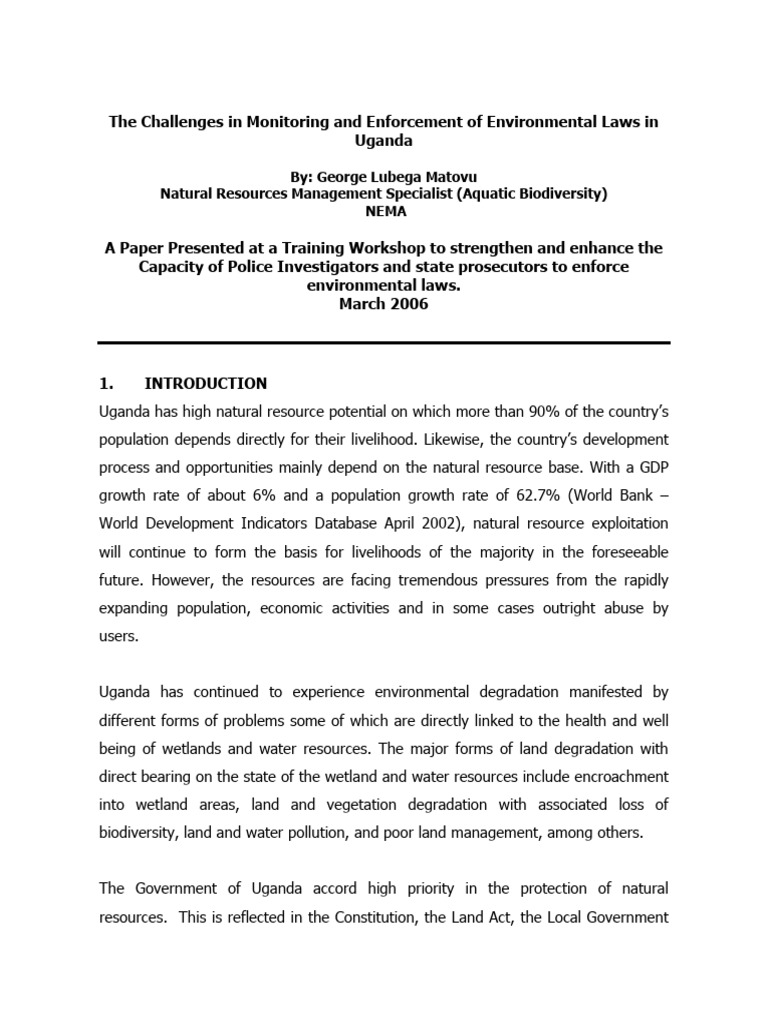 Challenges in Monitoring and Enforcement of Environment | PDF