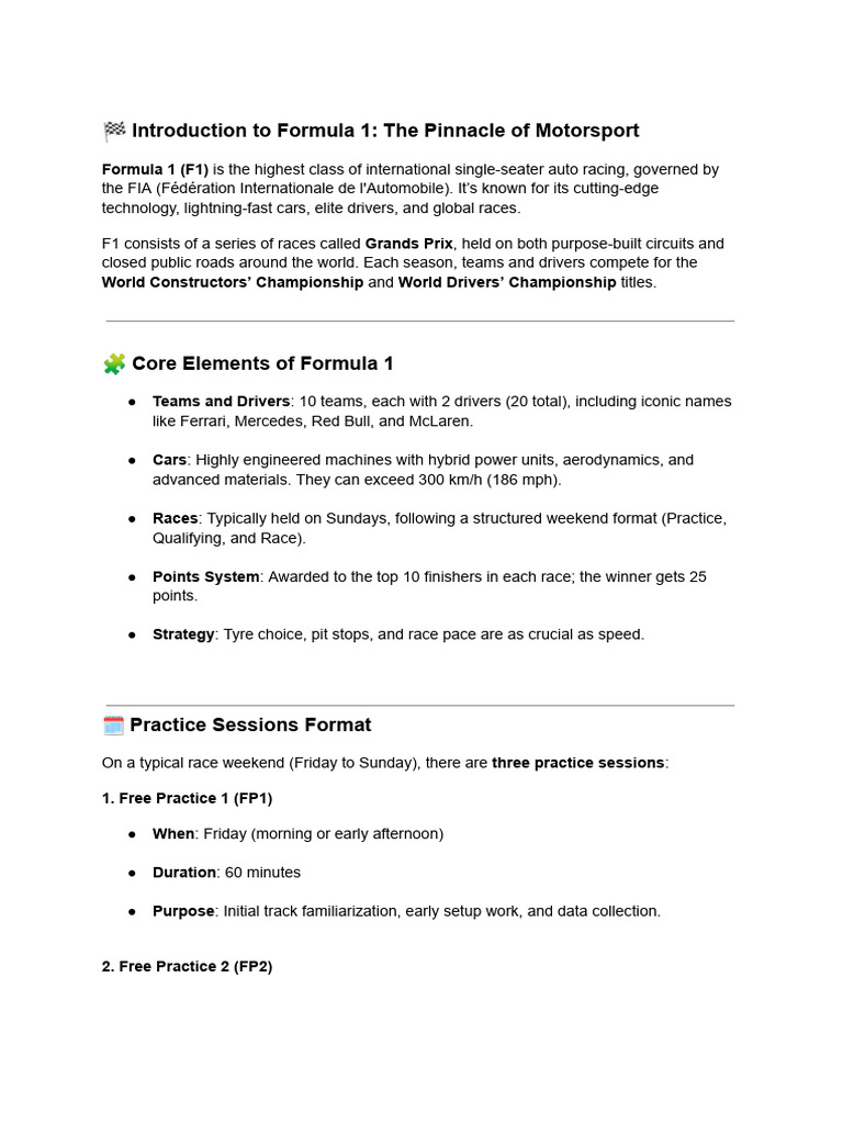 F1 Basics | PDF | Formula One | Motorsport