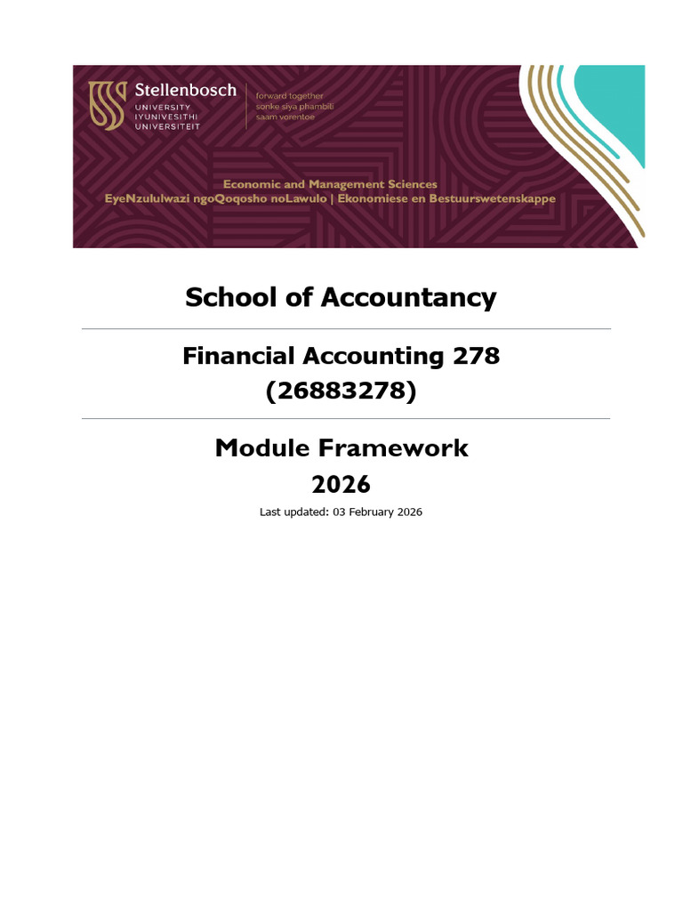FinAcc 278 - 2026 English Module Framework | PDF