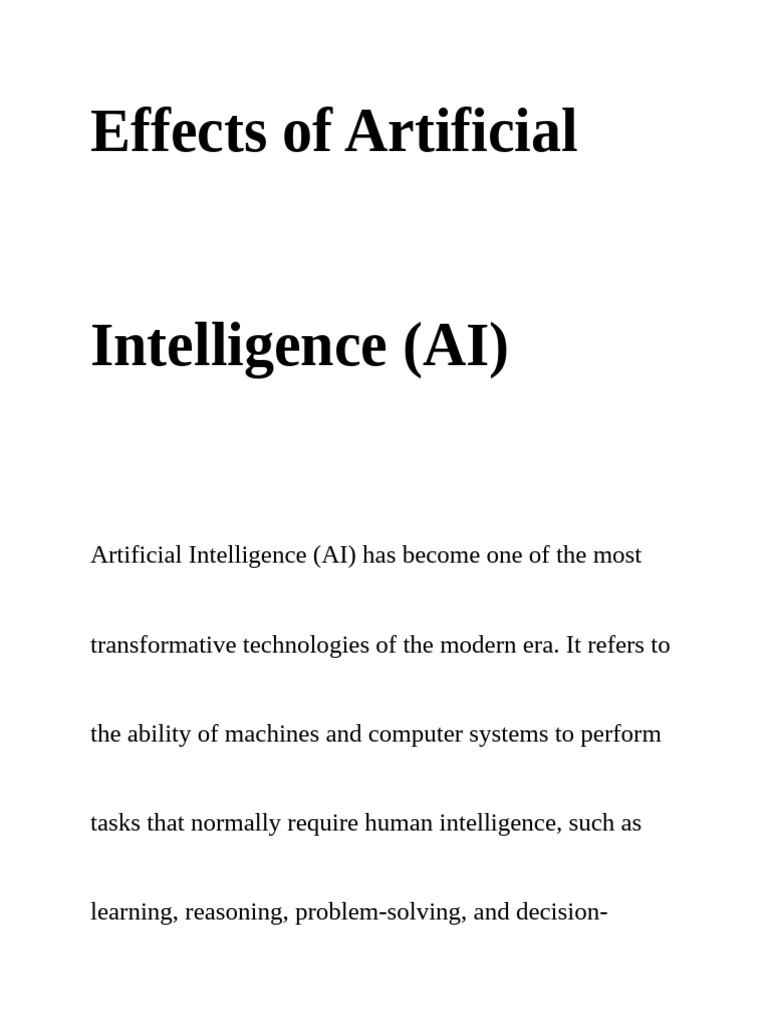 Effects of Artificial Intelligence | PDF | Artificial Intelligence ...