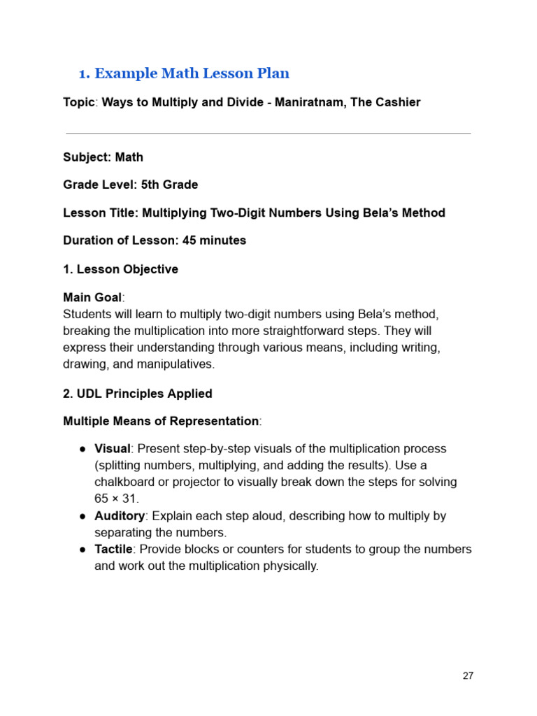Example Math Lesson Plan | PDF