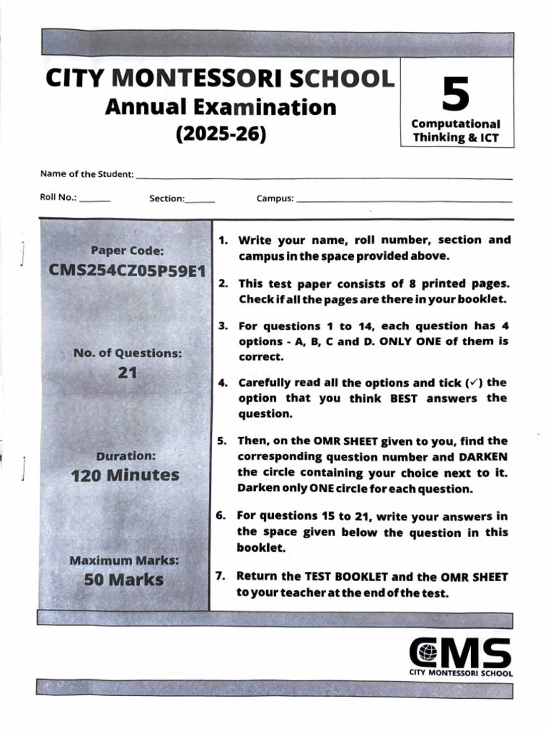 Class 5 Computer Assessment | PDF