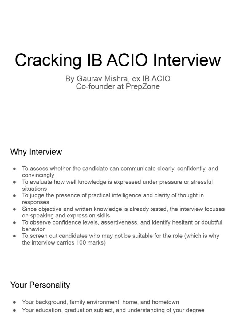 Cracking IB ACIO Interview | PDF
