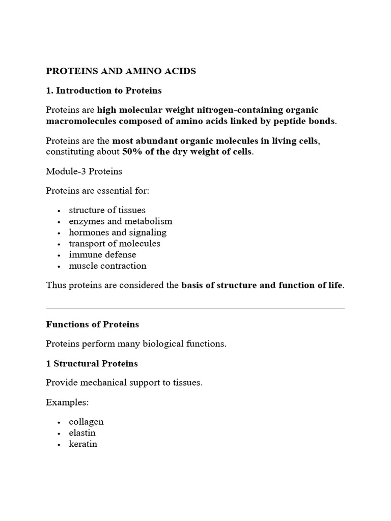 Proteins and Amino Acids Biochem | PDF | Amino Acid | Proteins