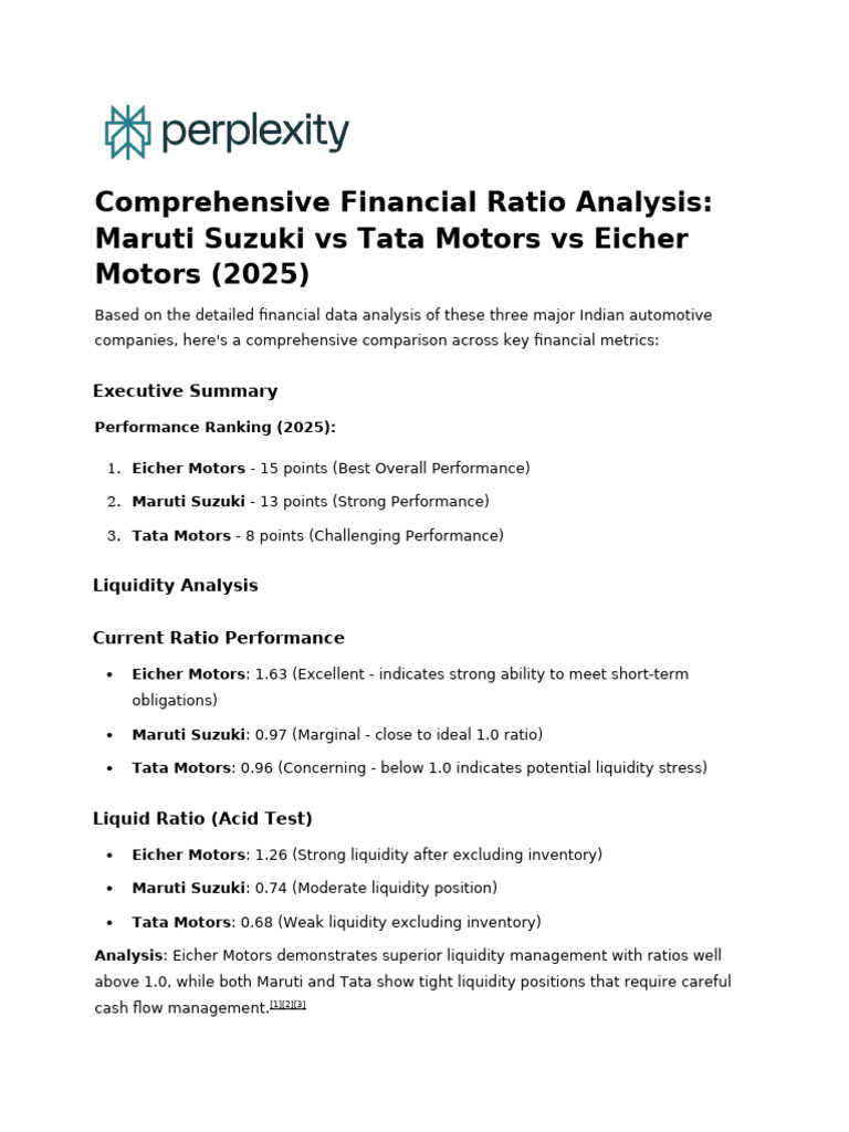 Comprehensive Financial Ratio Analysis - Maruti S | PDF | Financial ...