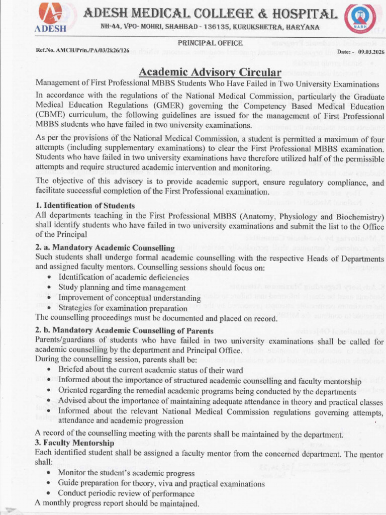 Academic Advisory Circular | PDF