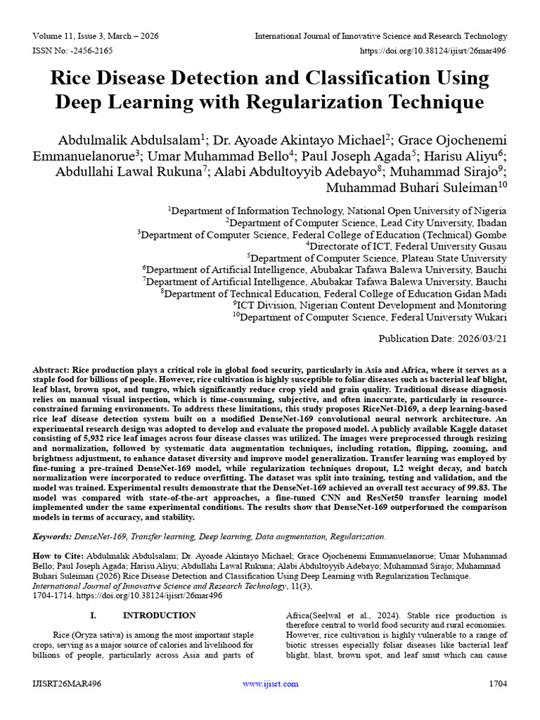 Rice Disease Detection and Classification Using Deep Learning With ...