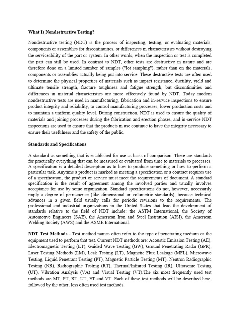 Non Destructive Testing | PDF | Nondestructive Testing | Physical Sciences
