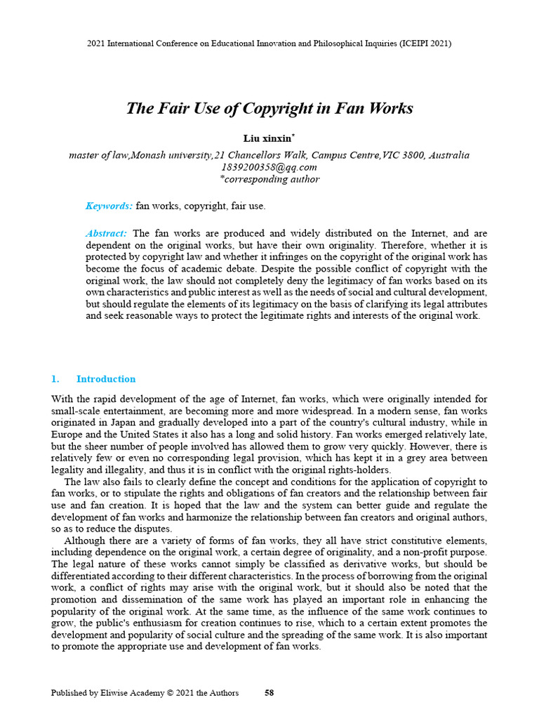 5 The Fair Use of Copyright in Fan Works | PDF | Copyright | Derivative ...