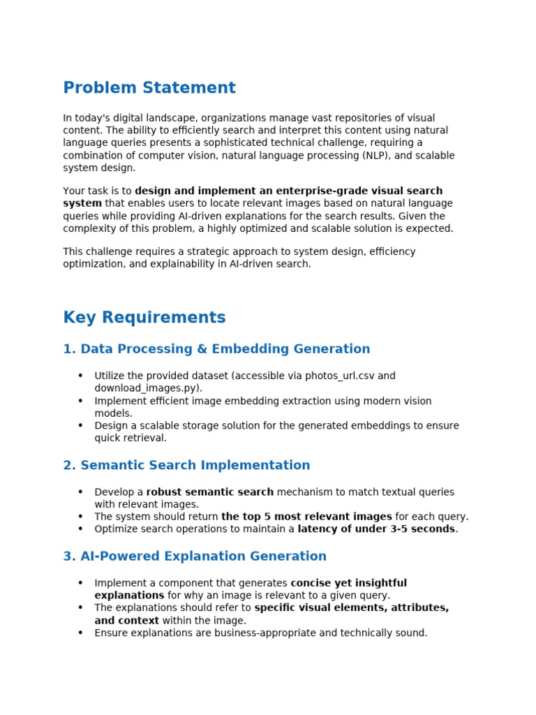 Image Search Problem Statement | PDF | Information Retrieval | Scalability