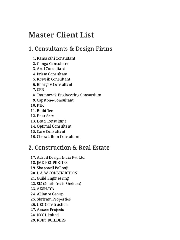 Master Client List | PDF