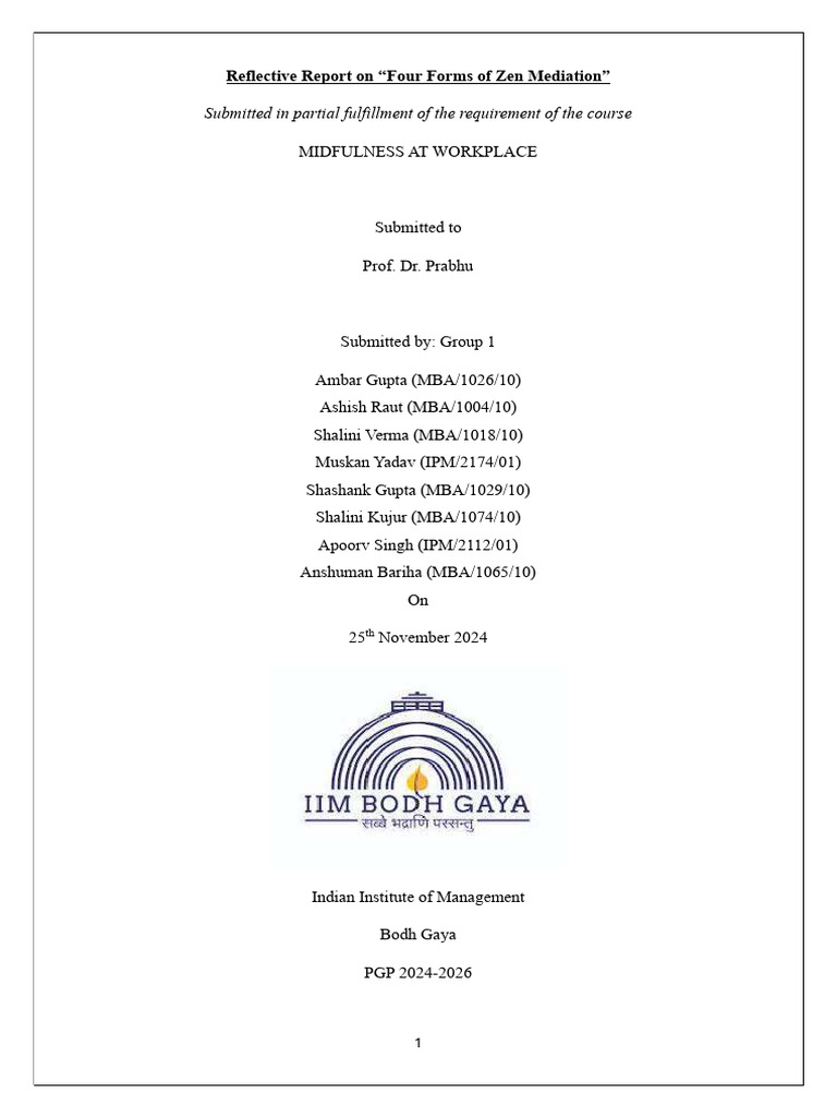Group Report On 4 Forms of Zen Meditation | PDF | Meditation | Mindfulness