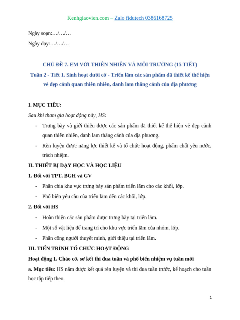 Kenhgiaovien cd7 Tuan2 | PDF