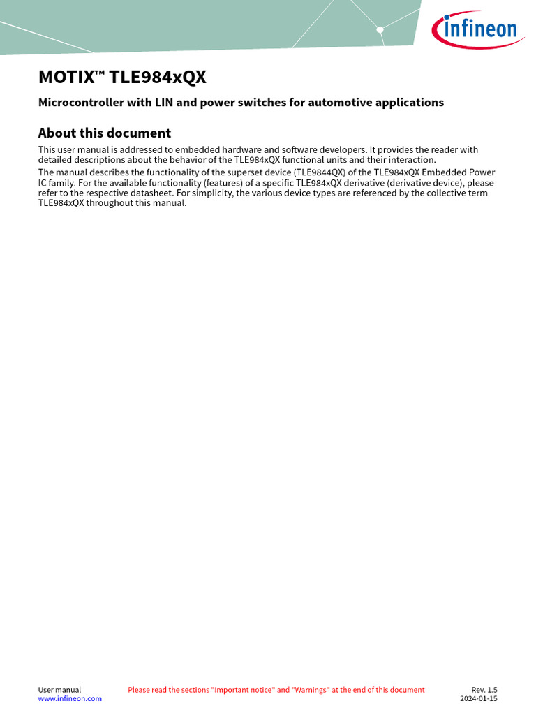 Infineon TLE984xQX UserManual v01 - 05 EN | PDF | Computer Architecture ...
