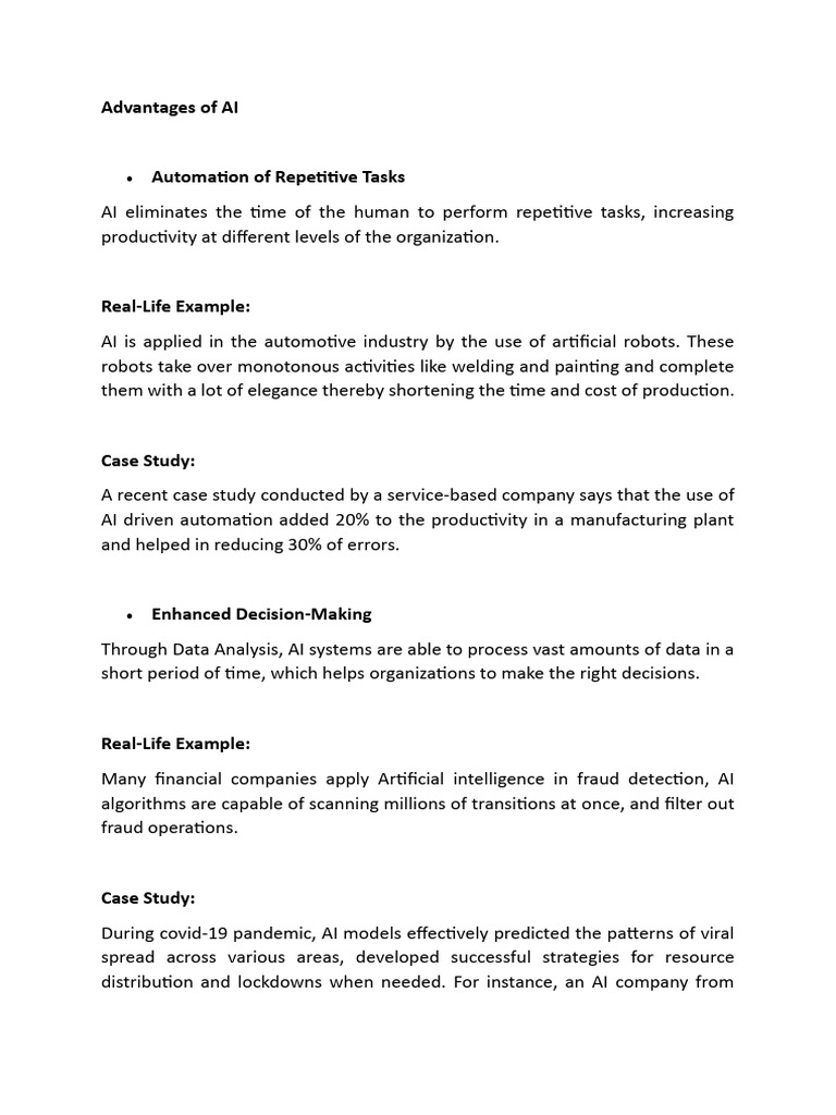 Advantages and Disadvantages of AI | PDF | Artificial Intelligence ...