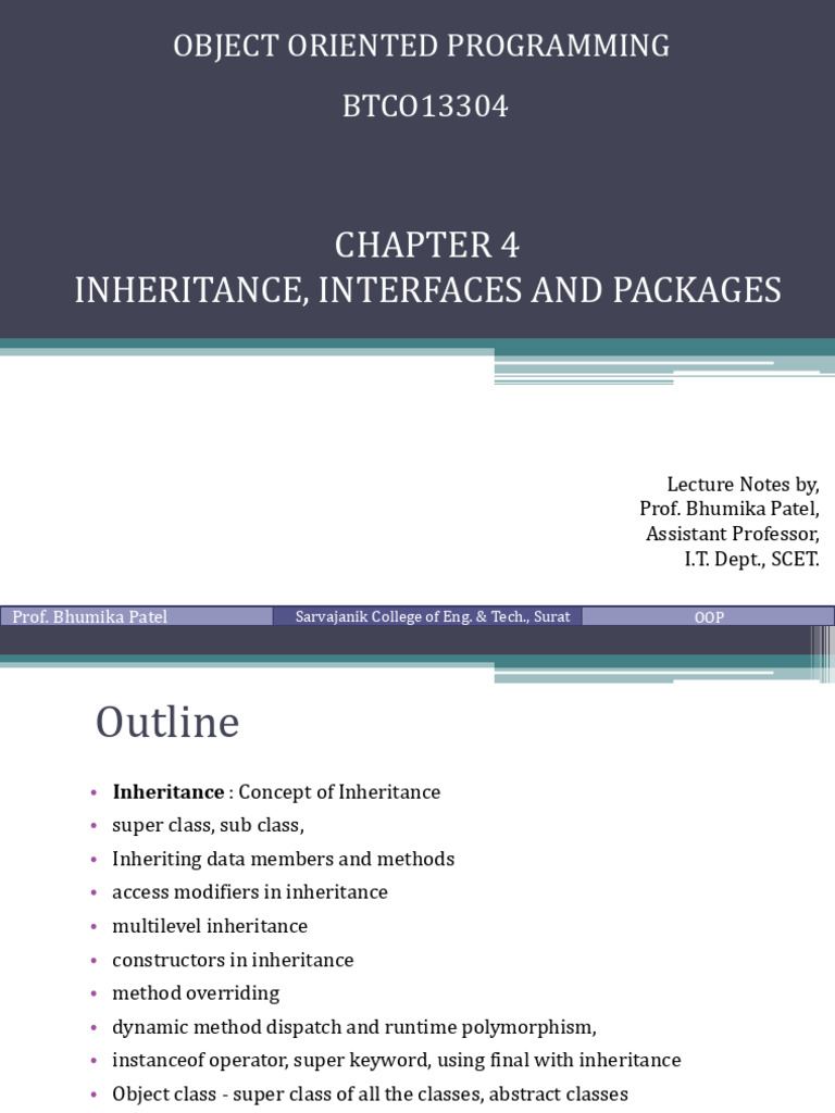 CH 4 Inheritance, Interfaces and Packages | PDF | Method (Computer ...