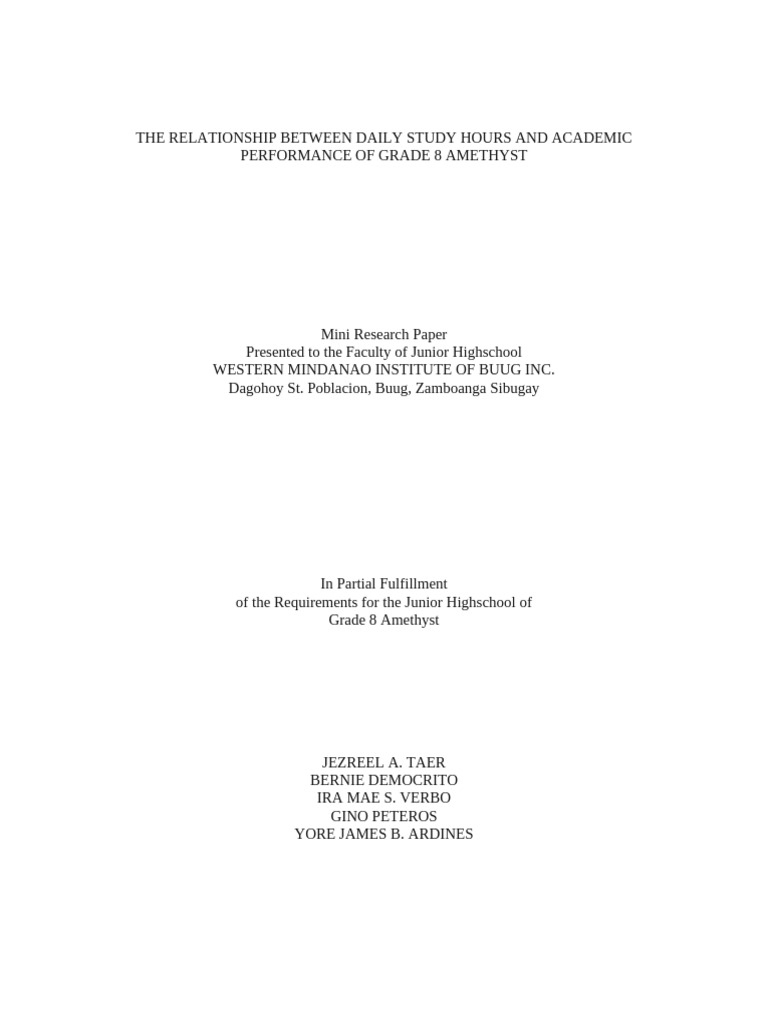 The Relationship Between Daily Study Hours and Academic Performance of ...