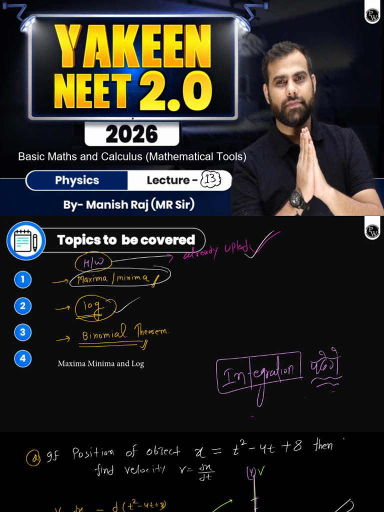 Basic Maths and Calculus (Mathematical Tools) 13 Class Notes | PDF
