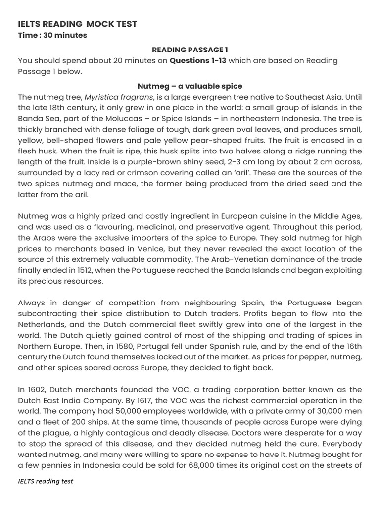 Ielts Reading Mock Test | PDF | Nutmeg | Robot