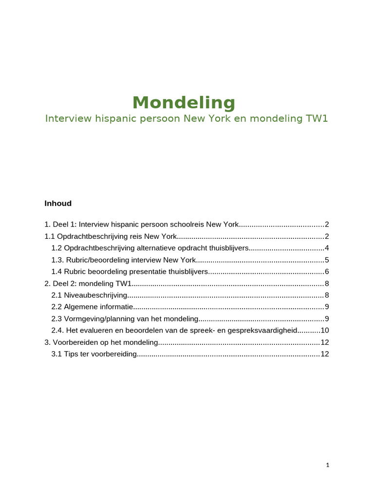 Mondeling Informatie | PDF