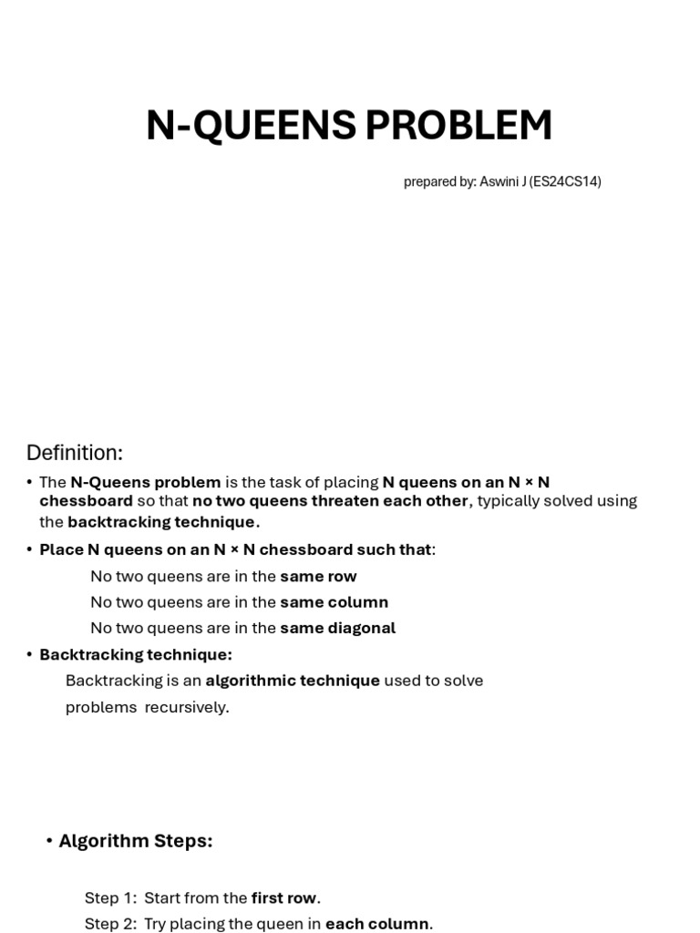 N Queens Problem | PDF