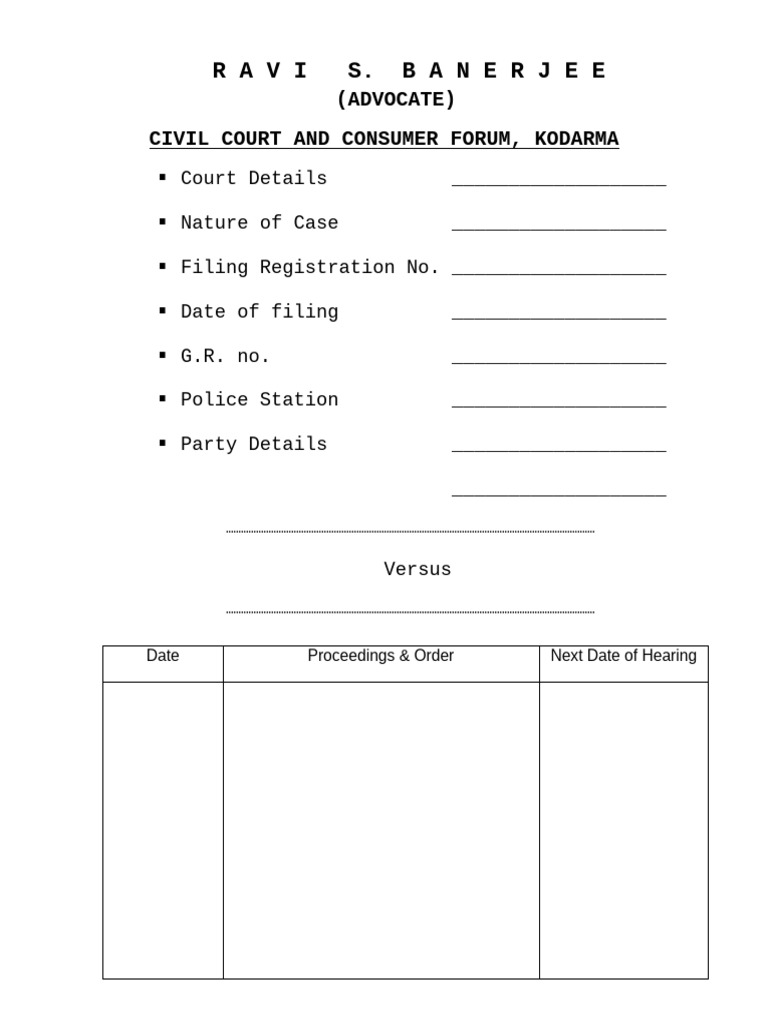 Case Filing Form | PDF
