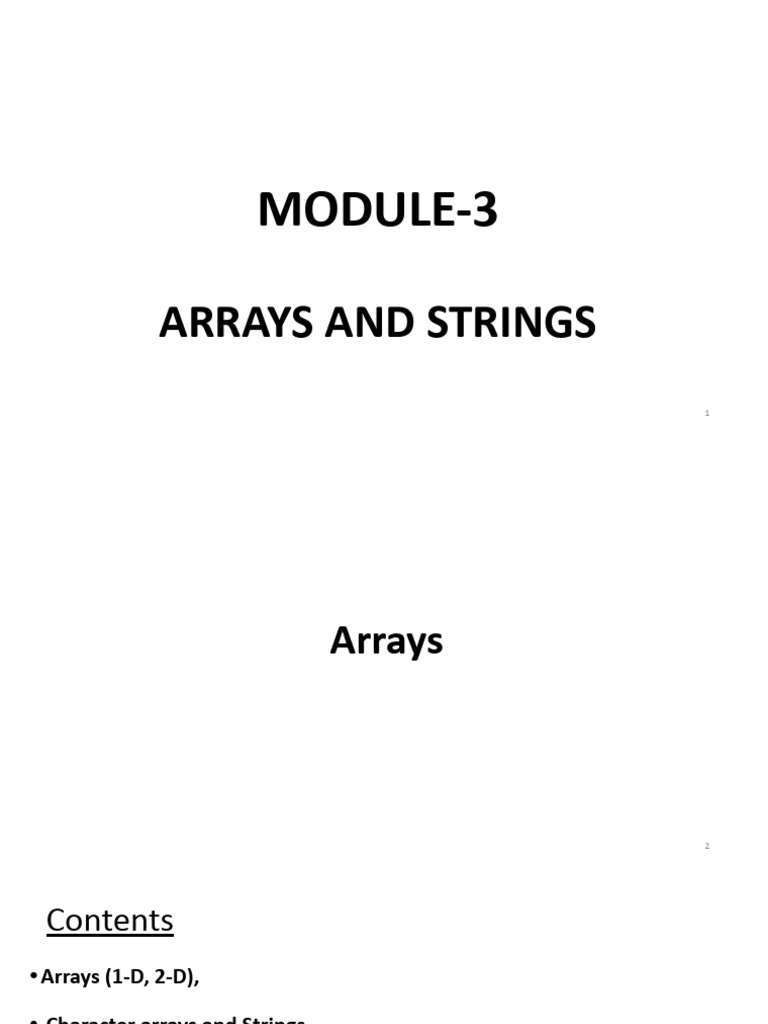 Module 3 Arrays&Strings | PDF | Integer (Computer Science) | String ...