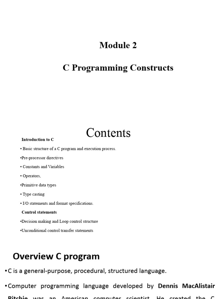 Module 2 C Programming Constructs | PDF | Computer Programming ...