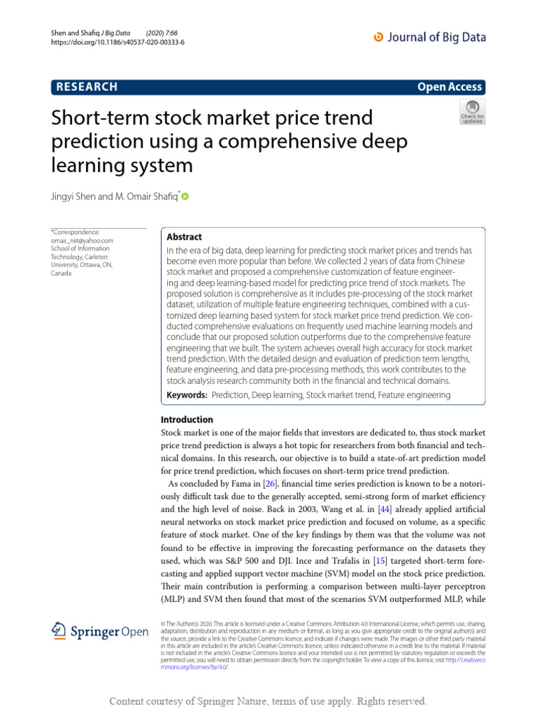 Short-Term Stock Market Price Trend Prediction Usi | PDF | Deep ...