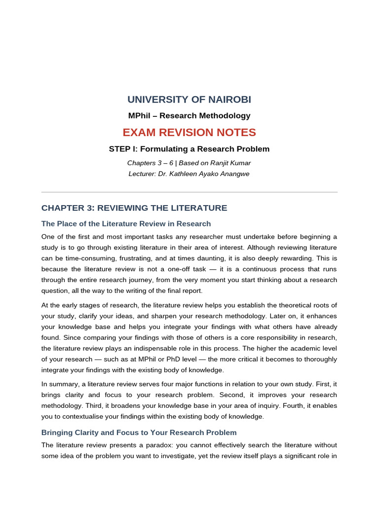 UON MPhil Research Methods RevisionNotes | PDF | Hypothesis | Level Of ...